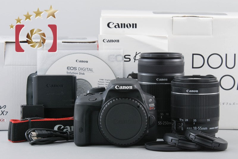 [Used] Canon EOS Kiss X7 Double Zoom Kit Black with Original Box