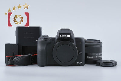 【中古】Canon キヤノン EOS Kiss M EF-M 15-45 IS STM レンズキット ブラック シャッター回数僅少