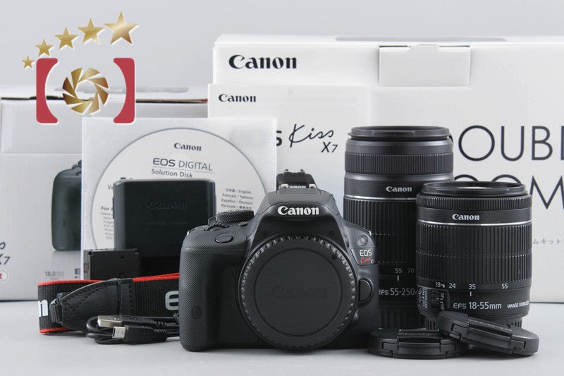 [Used] Canon EOS Kiss X7 Double Zoom Kit Black with Original Box