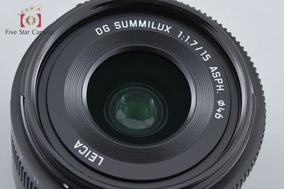 Used: Panasonic LEICA DG SUMMILUX 15mm f/1.7 ASPH. H-X015-K Black