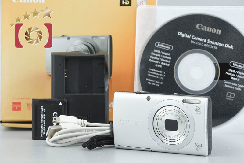 [Used] Canon PowerShot A2400 IS Silver Compact Digital Camera with Original Box