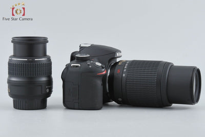 【中古】Nikon ニコン D3200 ブラック + AF-S DX NIKKOR 18-55mm f/3.5-5.6 G II ED + AF-S DX NIKKOR 55-200mm f/4-5.6 G ED VR シャッター回数僅少