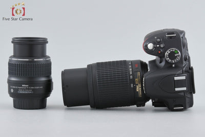 【中古】Nikon ニコン D3200 ブラック + AF-S DX NIKKOR 18-55mm f/3.5-5.6 G II ED + AF-S DX NIKKOR 55-200mm f/4-5.6 G ED VR シャッター回数僅少