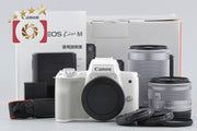 [Used] Canon EOS Kiss M Double Zoom Lens Kit White with Original Box