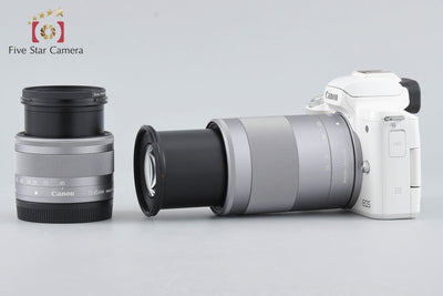 [Used] Canon EOS Kiss M Double Zoom Lens Kit White with Original Box