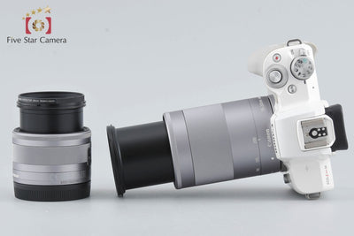 [Used] Canon EOS Kiss M Double Zoom Lens Kit White with Original Box