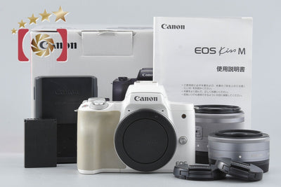 [Used] Canon EOS Kiss M Double Lens Kit, White, with Original Box