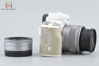 [Used] Canon EOS Kiss M Double Lens Kit, White, with Original Box