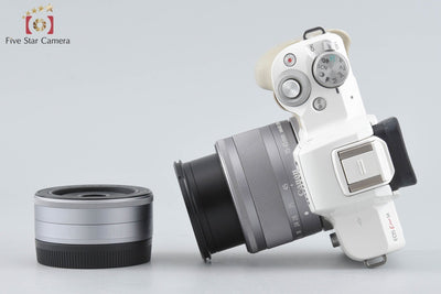 [Used] Canon EOS Kiss M Double Lens Kit, White, with Original Box