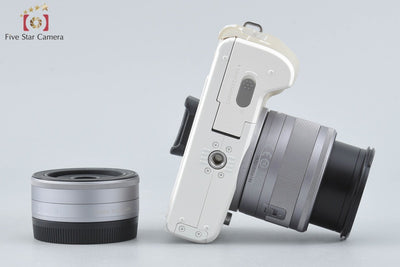 [Used] Canon EOS Kiss M Double Lens Kit, White, with Original Box
