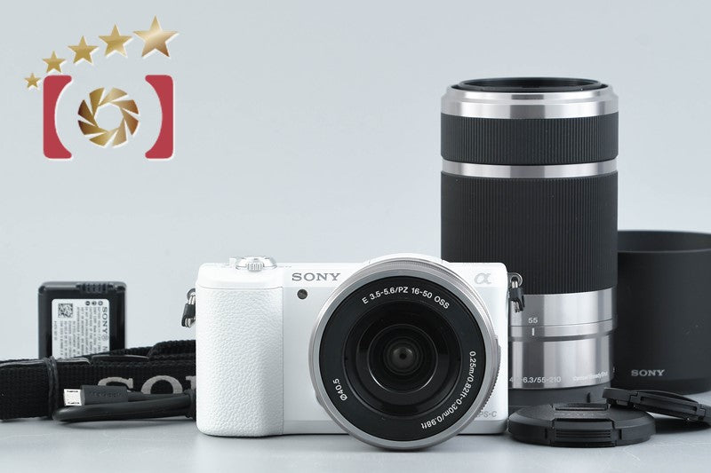 [Used] Sony α5100 ILCE-5100 Double Zoom Lens Kit White, Low Shutter Count, Multi-language Support