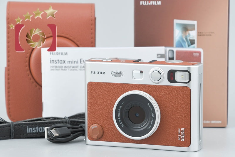 中古】FUJIFILM 富士フイルム instax Mini Evo ブラウン インスタント 