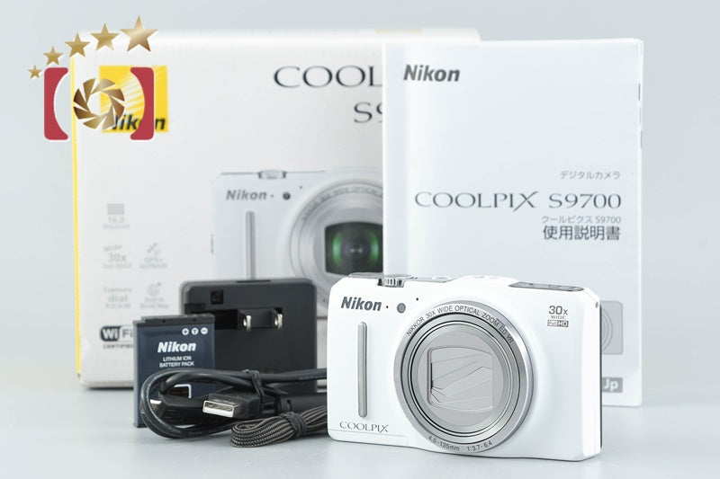 【中古】Nikon ニコン COOLPIX S9700 エレガントホワイト コンパクトデジタルカメラ 元箱付き