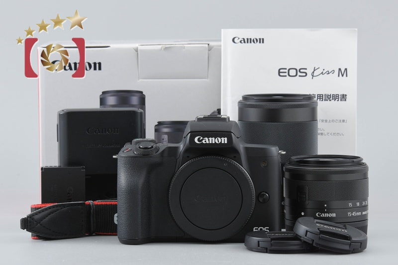 [Used] Canon EOS Kiss M Double Zoom Kit Black with Original Box