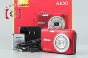[Used] Nikon COOLPIX A100 Red Compact Digital Camera with Original Box