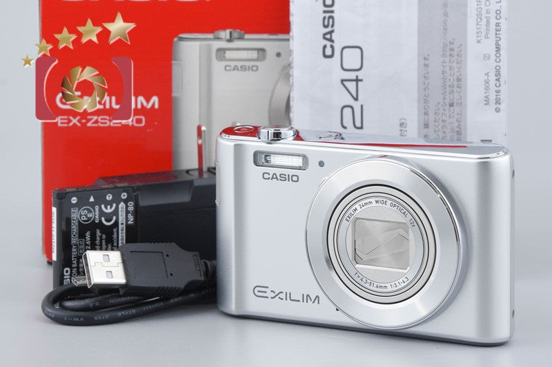 [Used] CASIO Casio EXILIM EX-ZS240 Silver Compact Digital Camera with Original Box