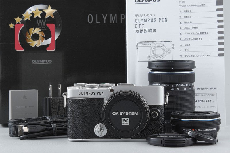 [Used] OLYMPUS Olympus PEN E-P7 EZ Double Zoom Kit Silver, Low Shutter Count, With Original Box