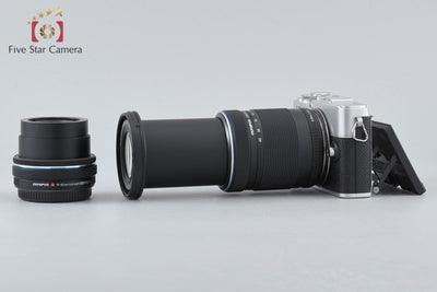 【中古】OLYMPUS オリンパス PEN E-P7 EZ ダブルズームキット シルバー シャッター回数僅少 元箱付き
