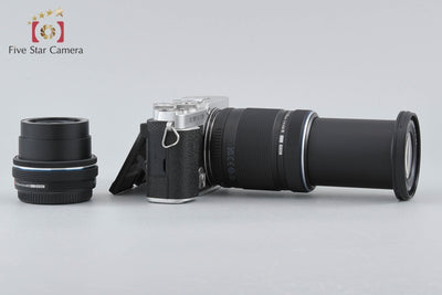 【中古】OLYMPUS オリンパス PEN E-P7 EZ ダブルズームキット シルバー シャッター回数僅少 元箱付き