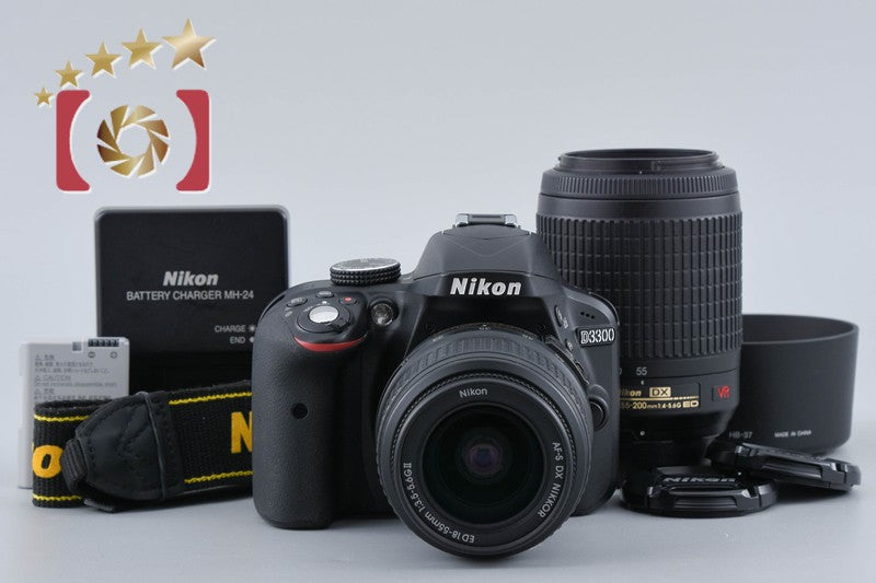 [Used] Nikon D3300 Black + AF-S DX NIKKOR 18-55mm f/3.5-5.6 G II ED + AF-S DX NIKKOR 55-200mm f/4-5.6 G ED VR