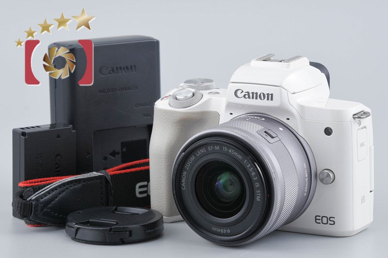 [Used] Canon EOS Kiss M EF-M 15-45 IS STM Lens Kit White