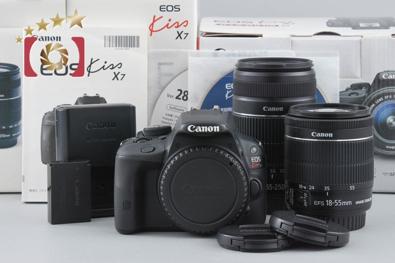 [Used] Canon EOS Kiss X7 Double Zoom Kit Black - Low Shutter Count, Original Box Included