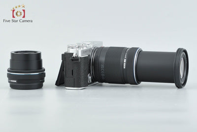 Used: OM SYSTEM (OLYMPUS) OM System PEN E-P7 Double Zoom Kit Silver - Low Shutter Count, Original Box Included