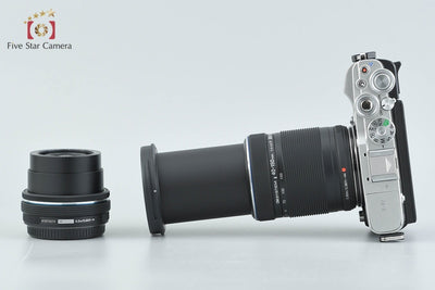 Used: OM SYSTEM (OLYMPUS) OM System PEN E-P7 Double Zoom Kit Silver - Low Shutter Count, Original Box Included