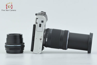 Used: OM SYSTEM (OLYMPUS) OM System PEN E-P7 Double Zoom Kit Silver - Low Shutter Count, Original Box Included