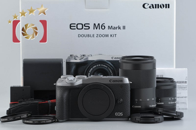 [Used] Canon EOS M6 Mark II Double Zoom Kit Silver with Original Box