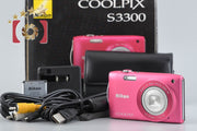 Used: Nikon COOLPIX S3300 Strawberry Pink Compact Digital Camera with Original Box