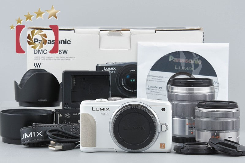 [Used] Panasonic LUMIX DMC-GF6 Double Zoom Lens Kit White with original box