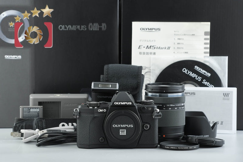 【中古】OLYMPUS オリンパス OM-D E-M5 Mark II ブラック 14-150mm レンズキット 元箱付き