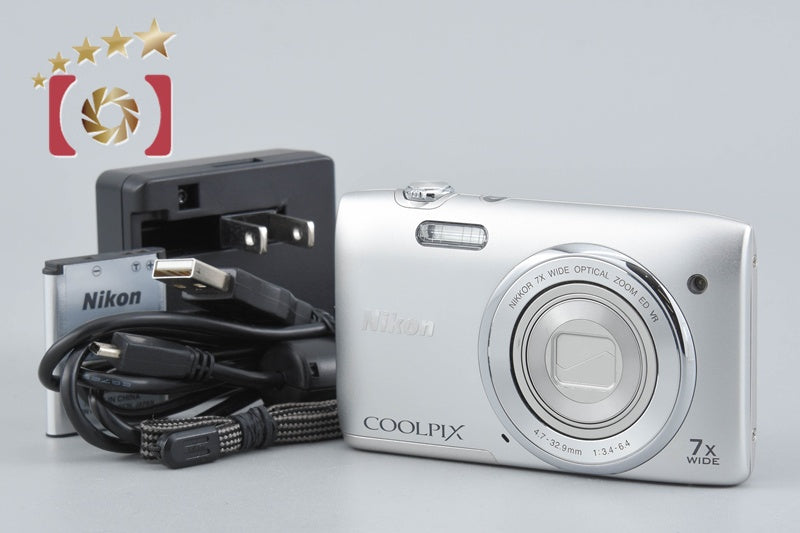 [Used] Nikon COOLPIX S3500 Crystal Silver Compact Digital Camera