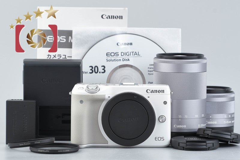[Used] Canon EOS M3 White Double Zoom Kit 2