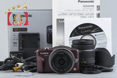 [Used] Panasonic LUMIX DMC-GF3 Sensual Brown Double Lens Kit, Low Shutter Count, With Original Box