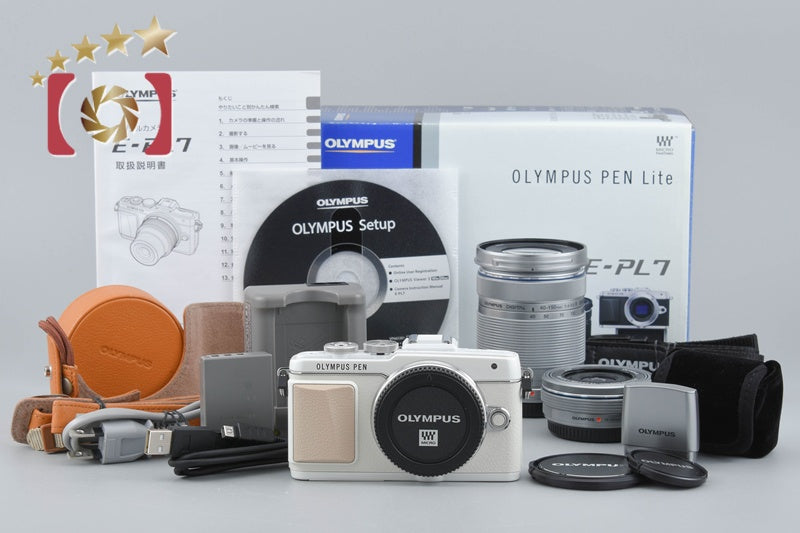 【中古】OLYMPUS オリンパス PEN Lite E-PL7 EZ ダブルズームキット ホワイト シャッター回数僅少 元箱付き