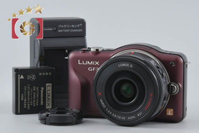 【中古】Panasonic パナソニック LUMIX DMC-GF3 センシュアルブラウン + LUMIX G X VARIO PZ 14-42mm f/3.5-5.6 ASPH. POWER O.I.S ブラック H-PS14042
