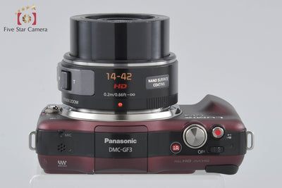 【中古】Panasonic パナソニック LUMIX DMC-GF3 センシュアルブラウン + LUMIX G X VARIO PZ 14-42mm f/3.5-5.6 ASPH. POWER O.I.S ブラック H-PS14042