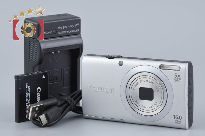 【中古】Canon キヤノン PowerShot A2400 IS シルバー コンパクトデジタルカメラ