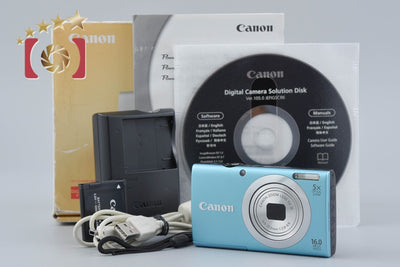 【中古】Canon キヤノン PowerShot A2400 IS ブルー コンパクトデジタルカメラ 元箱付き