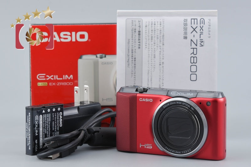 【中古】Casio カシオ EXILIM EX-ZR800 レッド コンパクトデジタルカメラ 元箱付き