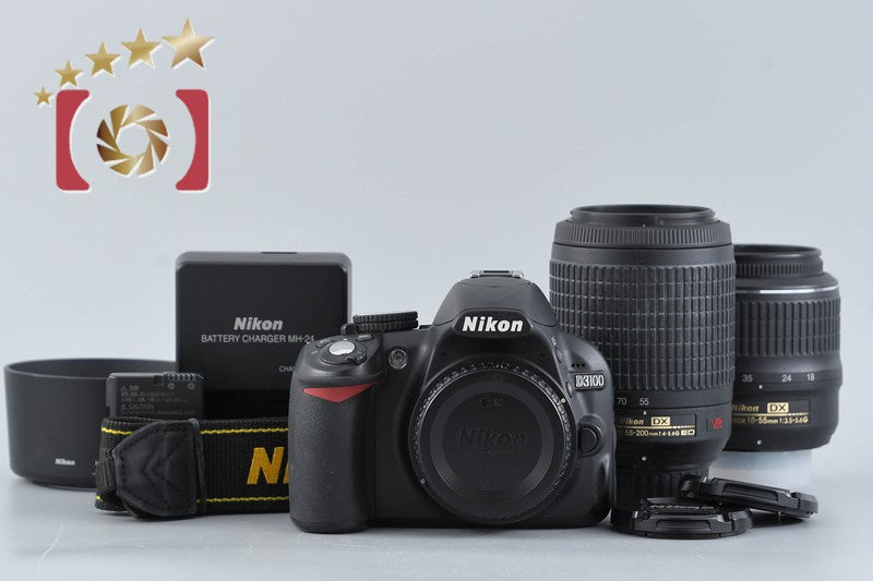 [Used] Nikon D3100 200mm Double Zoom Kit Black