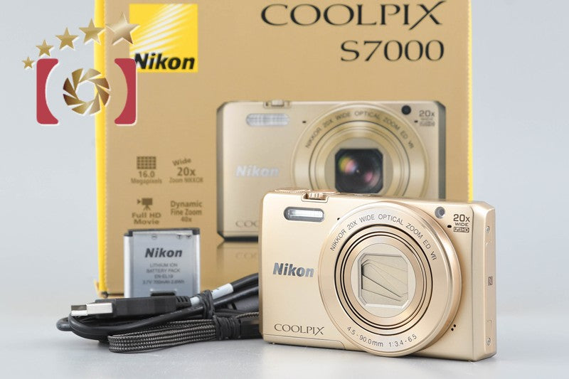 [Used] Nikon COOLPIX S7000 Gold Compact Digital Camera with Original Box