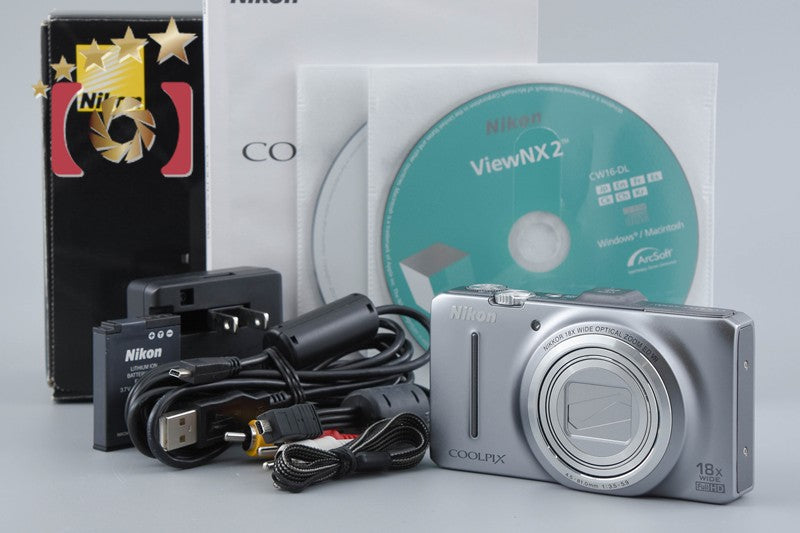 [Used] Nikon COOLPIX S9300 Crystal Silver Compact Digital Camera with Original Box