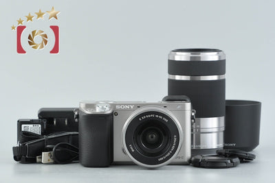 【中古】SONY ソニー α6000 ILCE-6000 ダブルズームレンズキット シルバー シャッター回数僅少 多言語対応