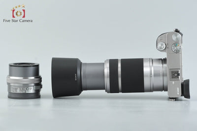 【中古】SONY ソニー α6000 ILCE-6000 ダブルズームレンズキット シルバー シャッター回数僅少 多言語対応