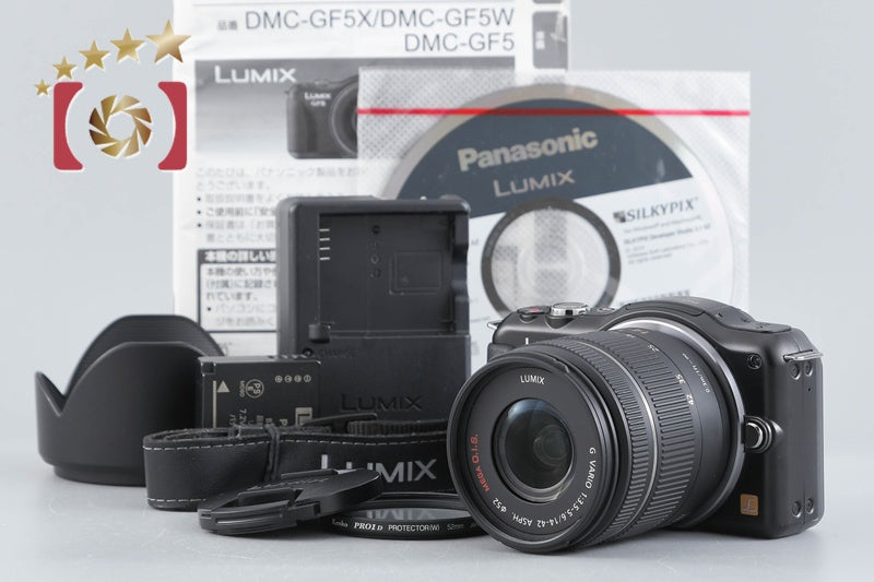 【中古】Panasonic パナソニック LUMIX DMC-GF5 エスプリブラック + G VARIO 14-42mm f/3.5-5.6 ASPH. MEGA O.I.S. H-FS014042 シャッター回数僅少
