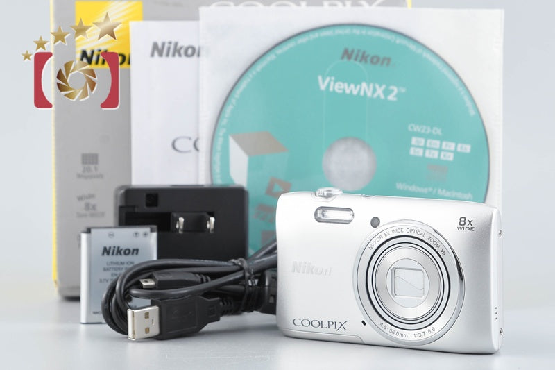 [Used] Nikon COOLPIX S3600 Crystal Silver Compact Digital Camera with Original Box