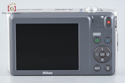[Used] Nikon COOLPIX S3600 Crystal Silver Compact Digital Camera with Original Box